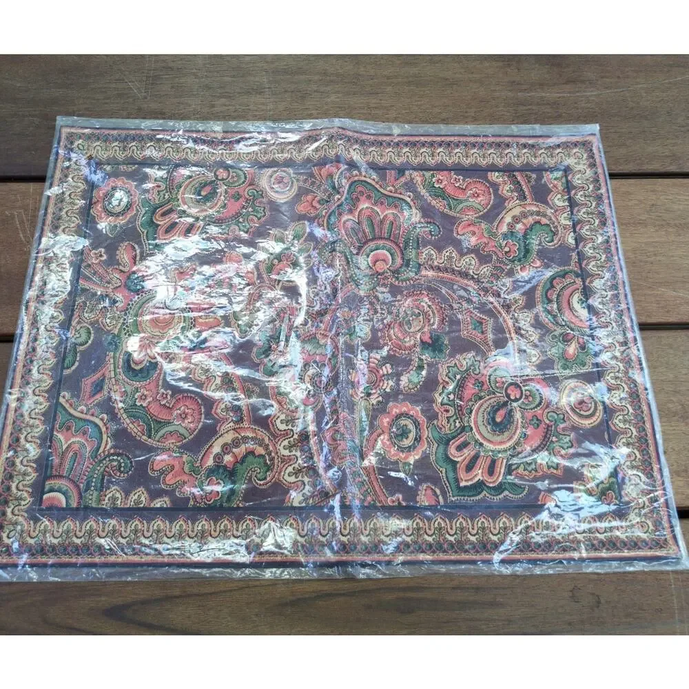 Set of 4 Mismatched April Cornell Placemats Boho Paisley Floral Cotton Linen
